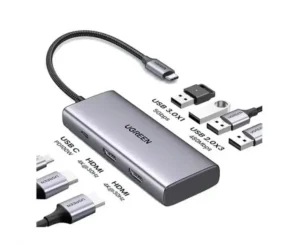 UGREEN 35897 7-IN-1 USB-C TO 2XHDMI, 4XUSB-A, USB-C PD100W ADAPTER 4K@30HZ