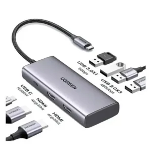 UGREEN 35897 7-IN-1 USB-C TO 2XHDMI, 4XUSB-A, USB-C PD100W ADAPTER 4K@30HZ