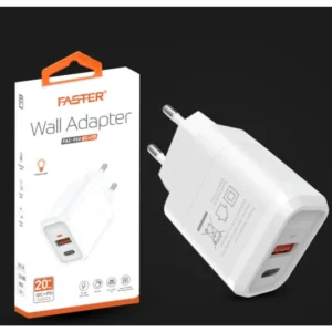 FASTER FAC-950 20W Dual Port Fast Charger – QC + PD USB Wall Adapter