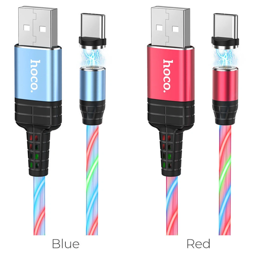 HOCO U90A Magnetic Charging Cable Lightning – RGB LED Fast Charge & Data Sync - Image 2