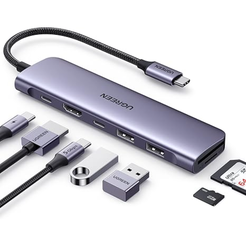 UGREEN 15214 7-in-1 USB-C Hub HDMI USB 3.0 SD/TF PD 4K@30Hz Adapter
